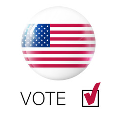 USA vote 2020. Elections in America. Voting for the president of America. Glass light ball with flag of USA. Round sphere, template icon. American national symbol. bubble. Vector illustration.