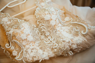 white wedding cake with lace