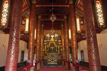 Fototapeta na wymiar Interior of Wat Phra Kaeo, Chiang Rai, Northern Thailand, Thailand, Asia