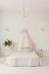 Fototapeta na wymiar white wedding dress for bride