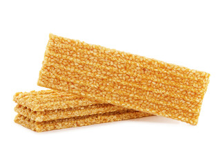 Sesame seed honey bars isolated on white