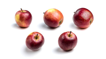 Apples isolated on a white background. A selection of apples from different angles. red apple. Natural fruits.