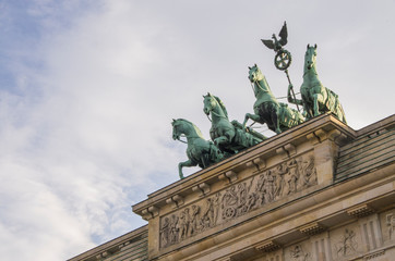 Fototapeta na wymiar Quadriga on Brandenburg Gate (Brandenburger Tor) in Berlin, Germany/Deutschland