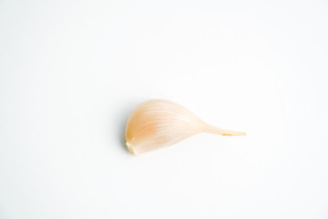 Sugar garlic on the white table.
