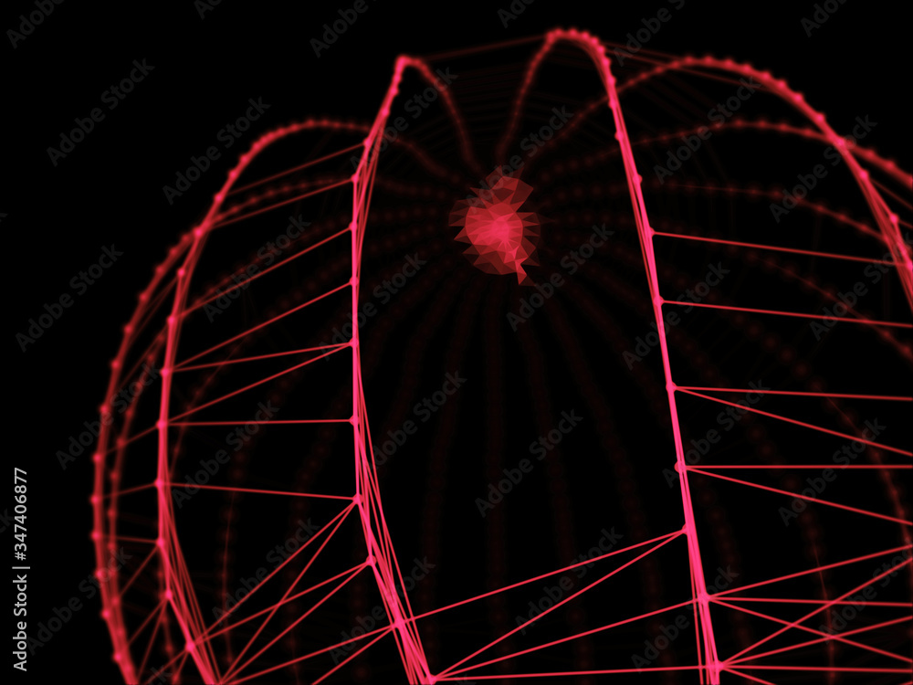 Poster abstract sphere geometry orb and polygonal lines and dots. futuristic technology (super high resolut