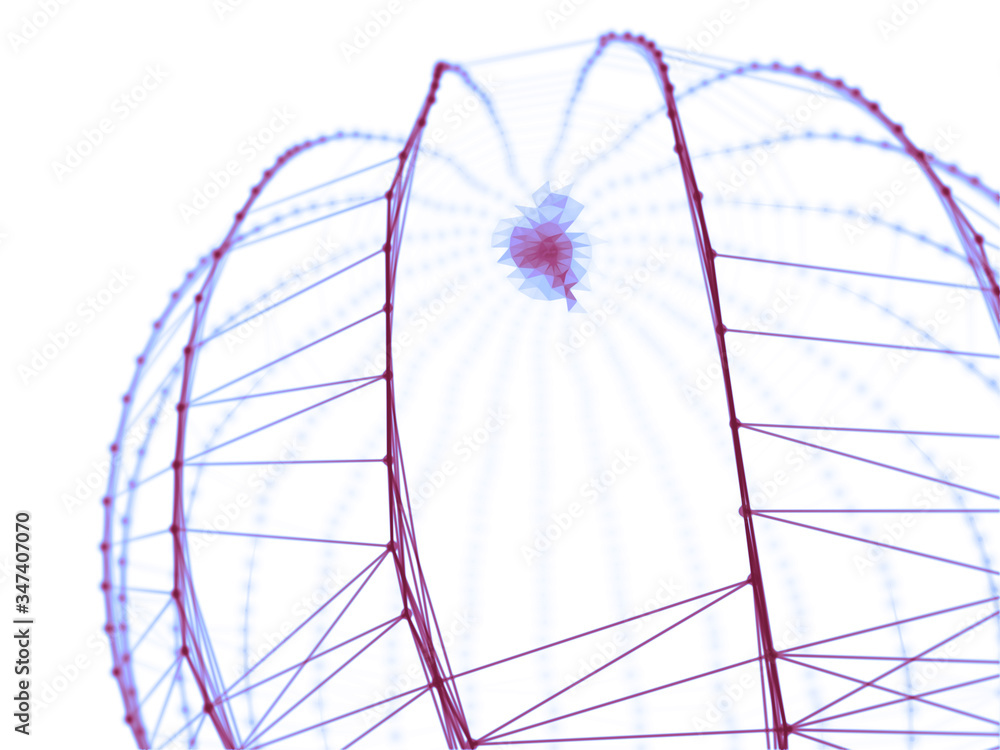 Poster abstract sphere geometry orb and polygonal lines and dots. futuristic technology (super high resolut