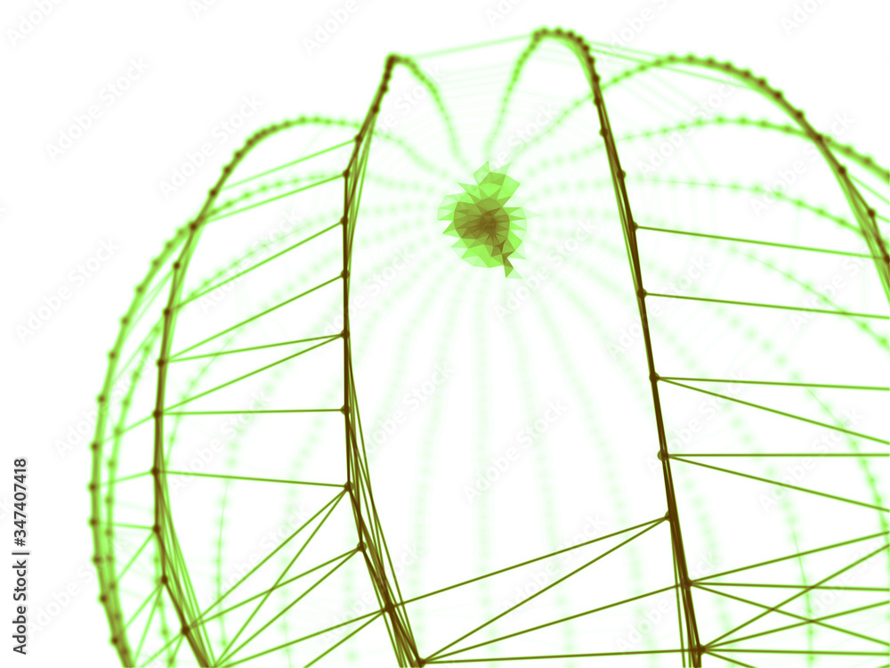 Poster abstract sphere geometry orb and polygonal lines and dots. futuristic technology (super high resolut