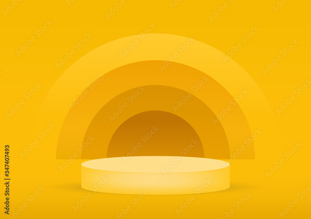Aufkleber empty podium studio yellow background for product display with copy space. showroom shoot render. ba