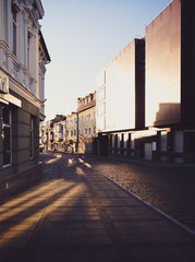 Modern and Old City at Sunset. Beautiful Artwork Background