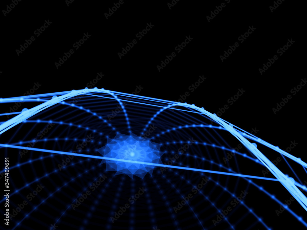 Poster abstract sphere geometry orb and polygonal lines and dots. futuristic technology (super high resolut