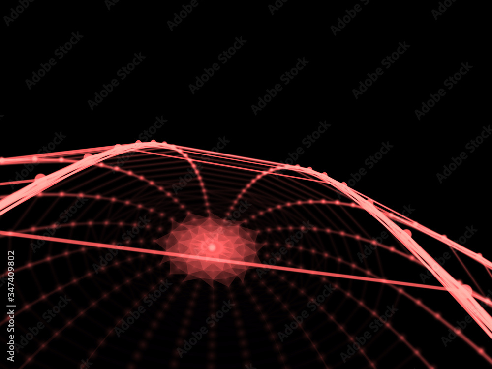 Poster abstract sphere geometry orb and polygonal lines and dots. futuristic technology (super high resolut