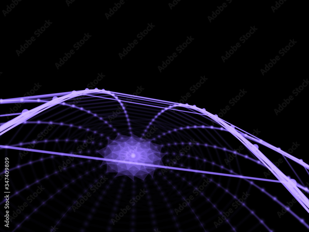 Poster abstract sphere geometry orb and polygonal lines and dots. futuristic technology (super high resolut
