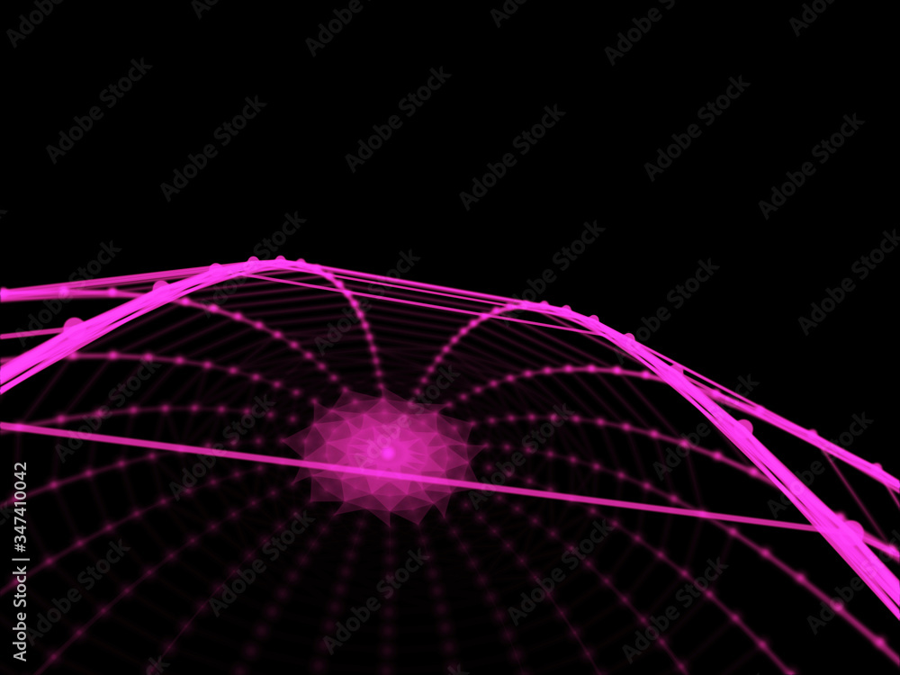 Poster abstract sphere geometry orb and polygonal lines and dots. futuristic technology (super high resolut