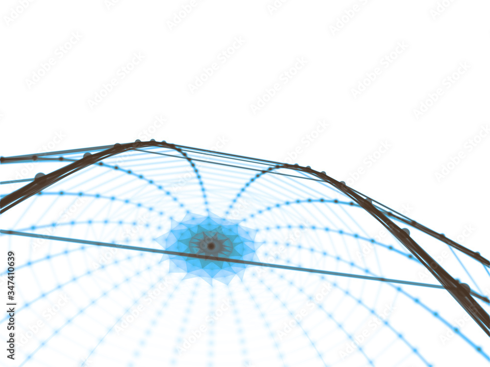 Poster abstract sphere geometry orb and polygonal lines and dots. futuristic technology (super high resolut