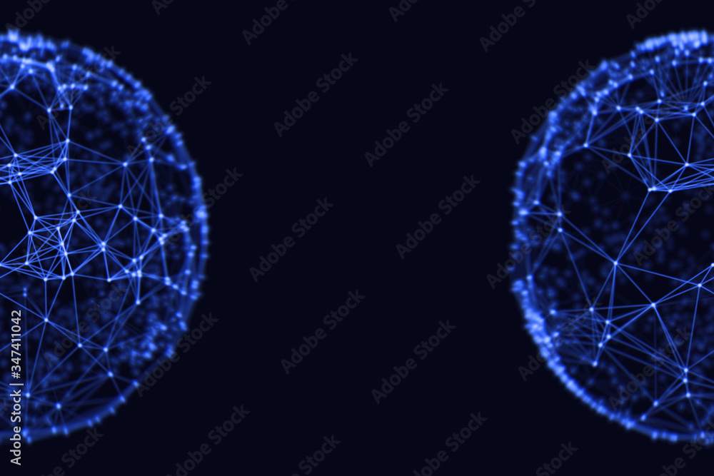 Poster abstract sphere geometry orb and polygonal lines and dots. futuristic technology (super high resolut