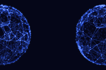 Abstract sphere geometry orb and polygonal lines and dots. Futuristic Technology (super high resolution)