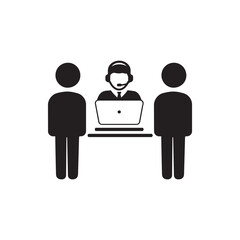 Registration desk vector , Customer service desk icon , Ticket  counter desk simple  illustration design