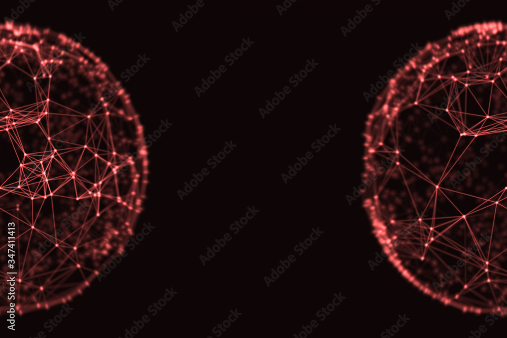 Poster abstract sphere geometry orb and polygonal lines and dots. futuristic technology (super high resolut