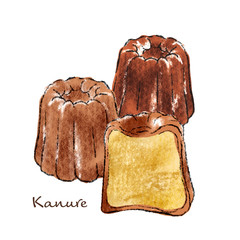 カヌレ　イラスト　リアル　手描き