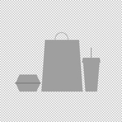 Fast food dishes isolated on white background. Vector illustration.