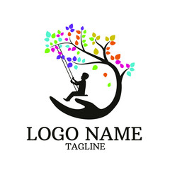 child protection logo, natural colored tree logo