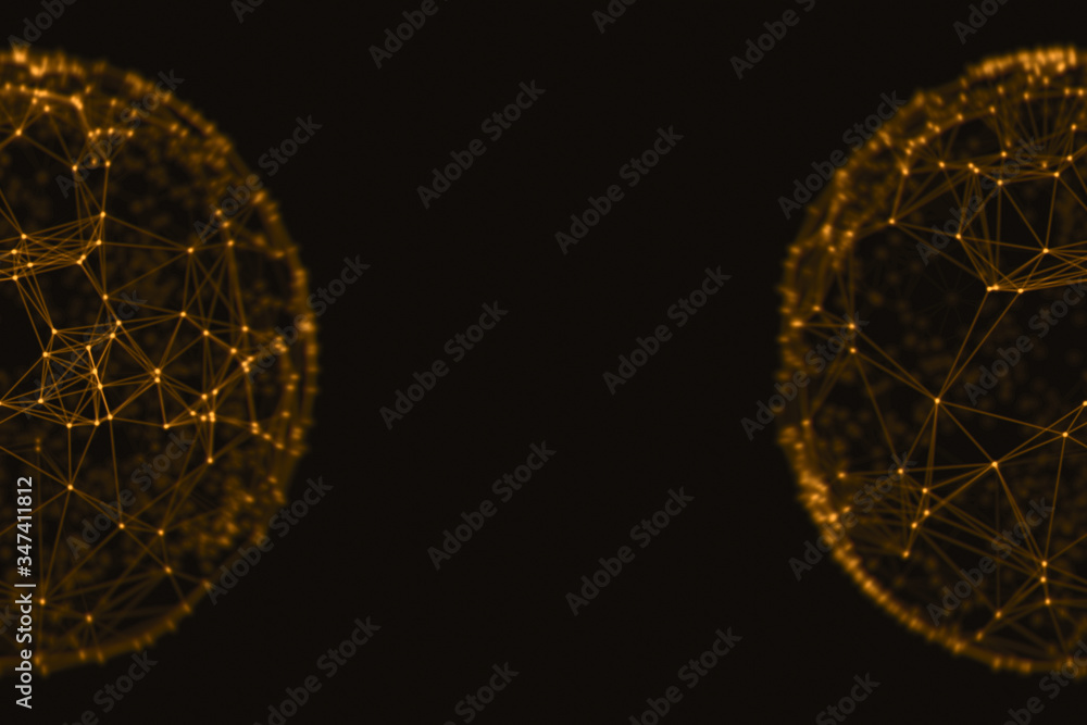 Poster abstract sphere geometry orb and polygonal lines and dots. futuristic technology (super high resolut