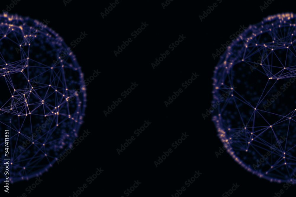 Poster abstract sphere geometry orb and polygonal lines and dots. futuristic technology (super high resolut