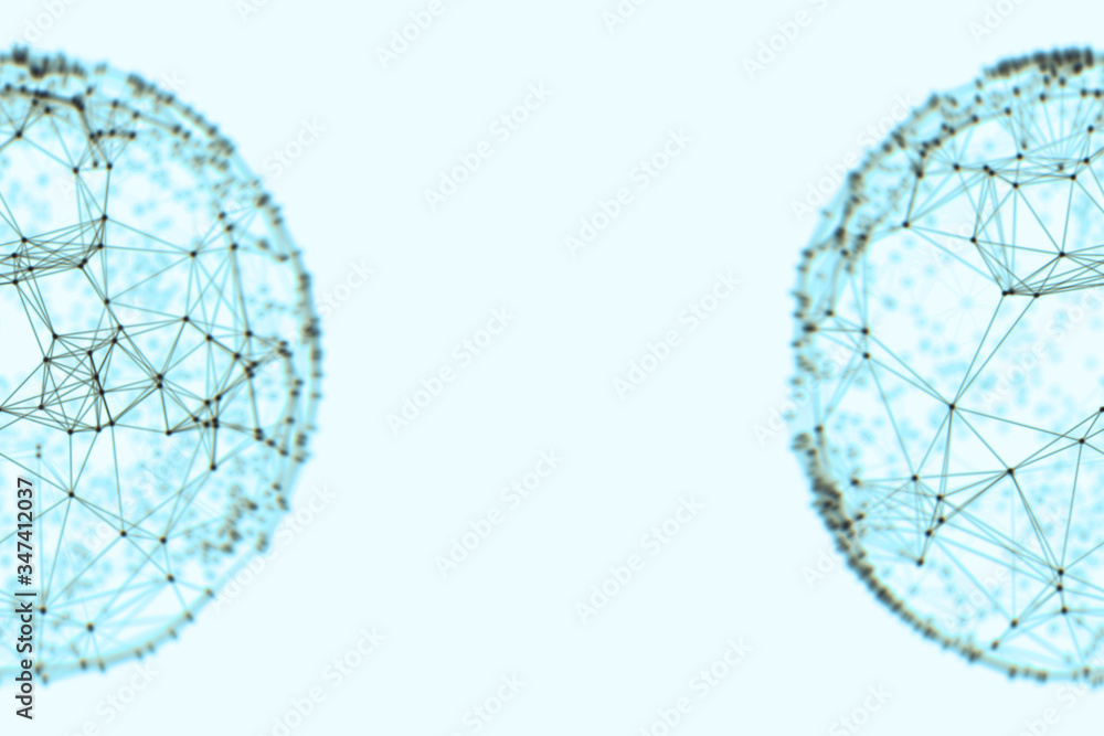 Poster abstract sphere geometry orb and polygonal lines and dots. futuristic technology (super high resolut