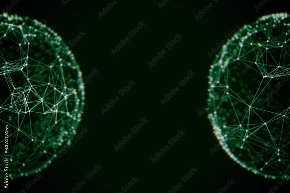 Poster abstract sphere geometry orb and polygonal lines and dots. futuristic technology (super high resolut