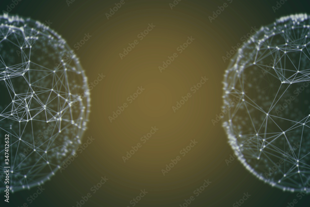 Poster abstract sphere geometry orb and polygonal lines and dots. futuristic technology (super high resolut