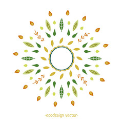 Vector ornament from Wheat Ears leaves and seed. Eco design round pattern. Vector Decorative Borders Design. Logo design template, icons and badges for natural and organic product in linear style.