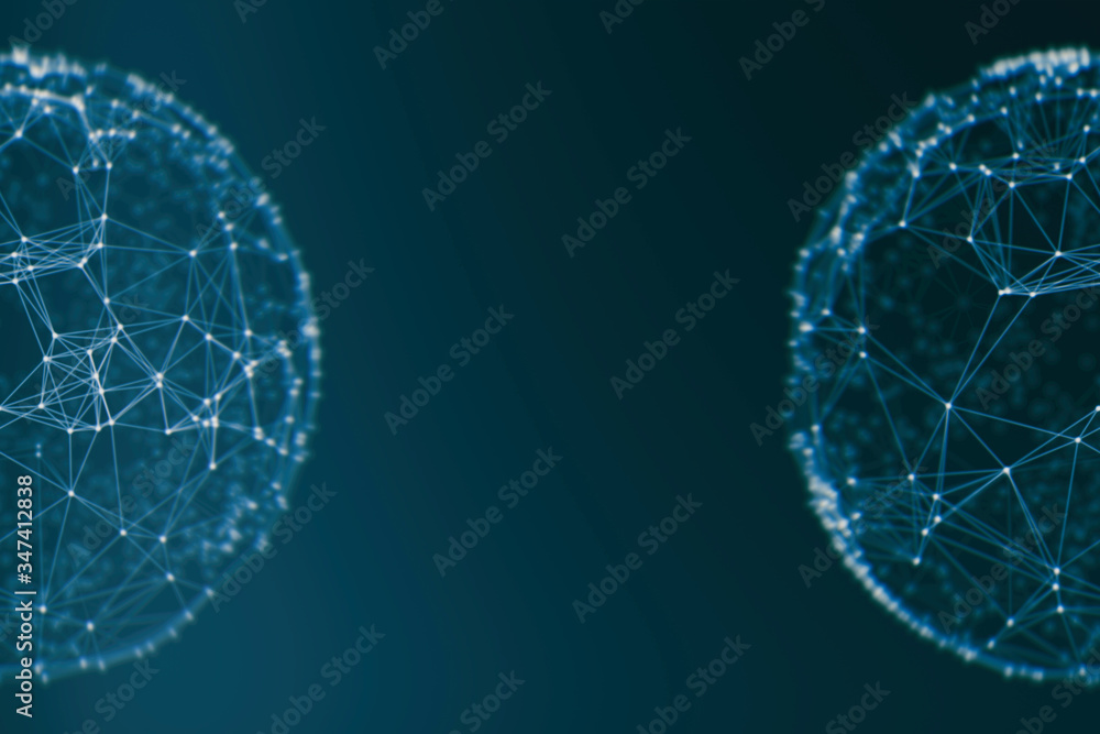 Poster abstract sphere geometry orb and polygonal lines and dots. futuristic technology (super high resolut