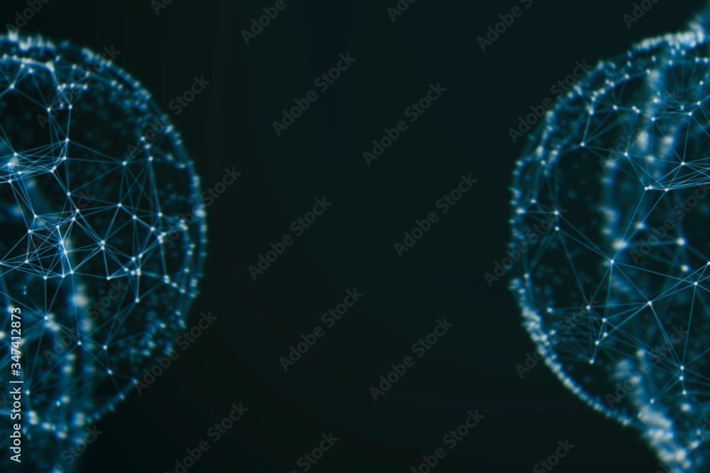 Poster abstract sphere geometry orb and polygonal lines and dots. futuristic technology (super high resolut