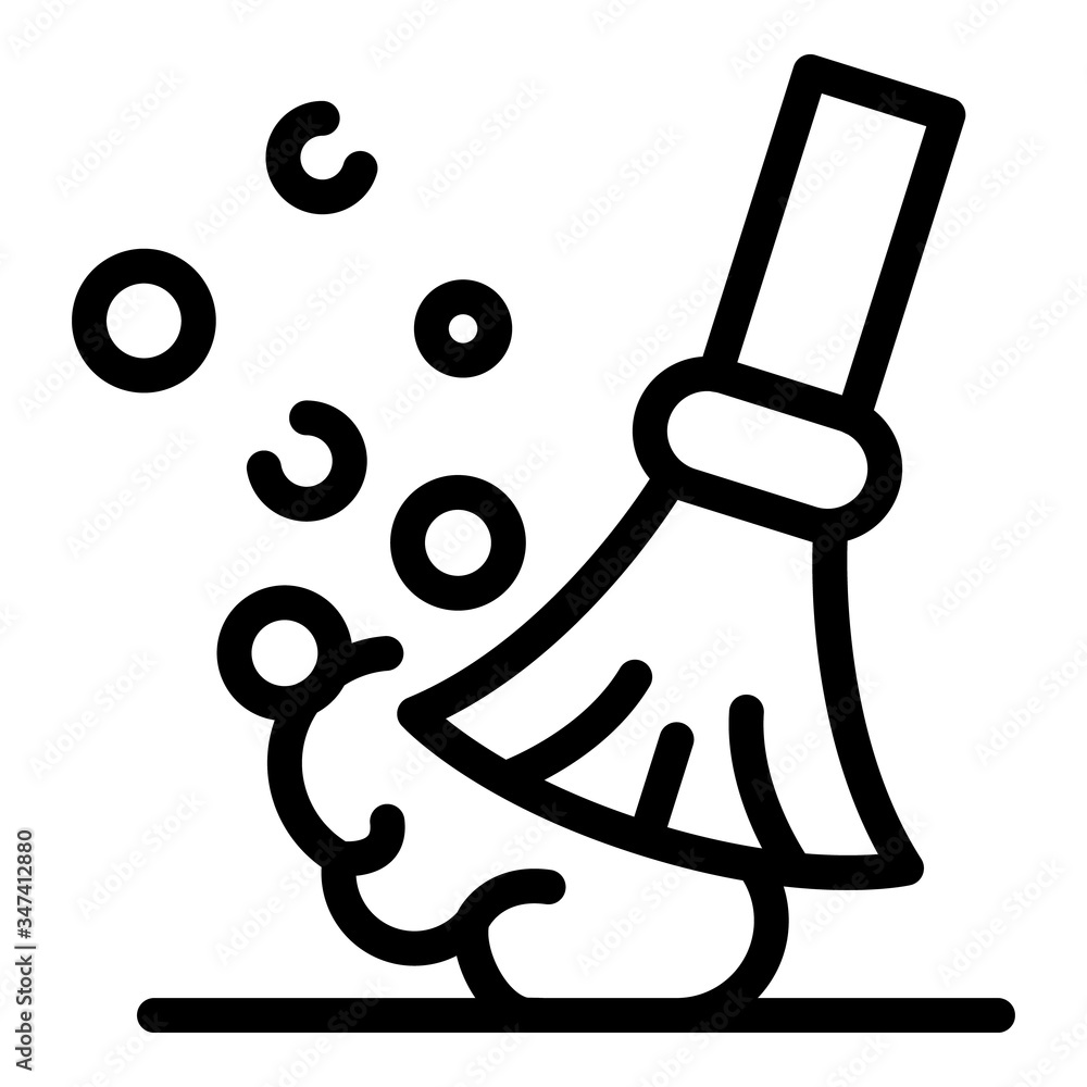 Poster sweeping with broom icon. outline sweeping with broom vector icon for web design isolated on white b