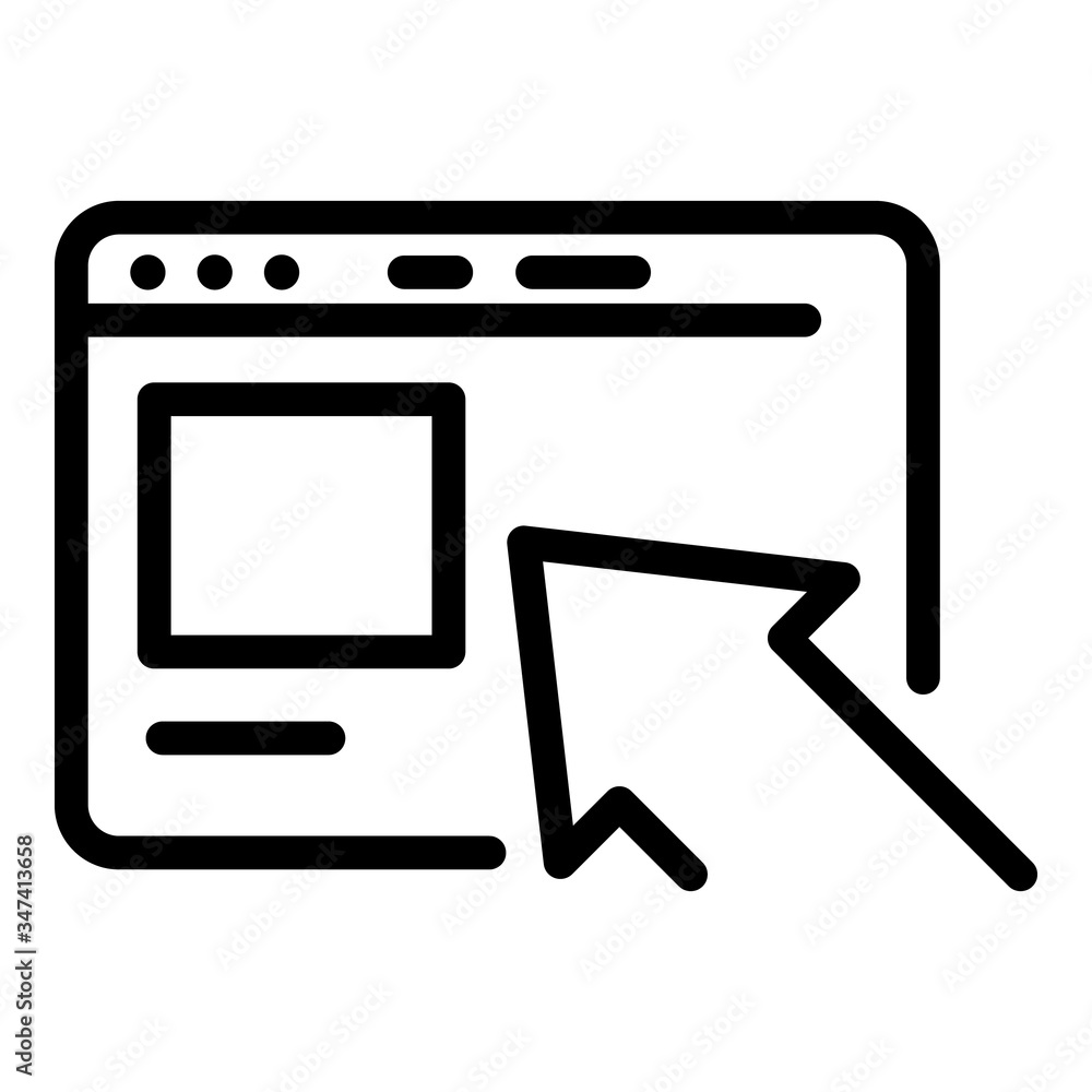 Poster website and arrow icon. outline website and arrow vector icon for web design isolated on white backg