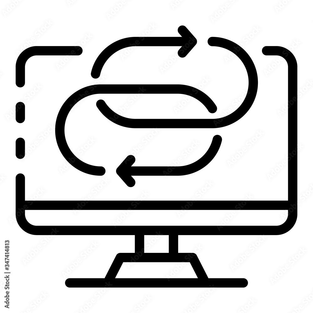 Poster linked restore signs on pc icon. outline linked restore signs on pc vector icon for web design isola