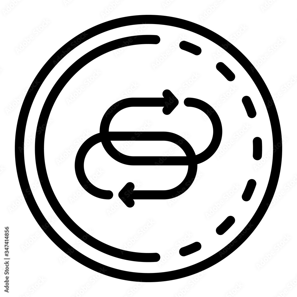 Poster two refresh signs in a circle icon. outline two refresh signs in a circle vector icon for web design