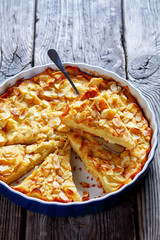 a slice of invisible apple cake, close-up
