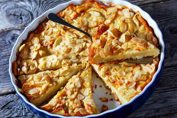 a slice of invisible apple cake, close-up