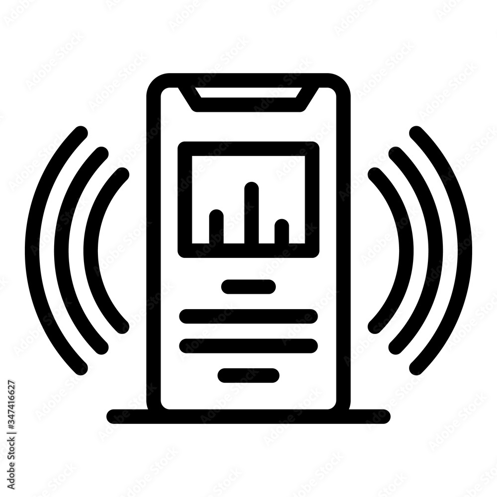 Poster smartphone music app icon. outline smartphone music app vector icon for web design isolated on white