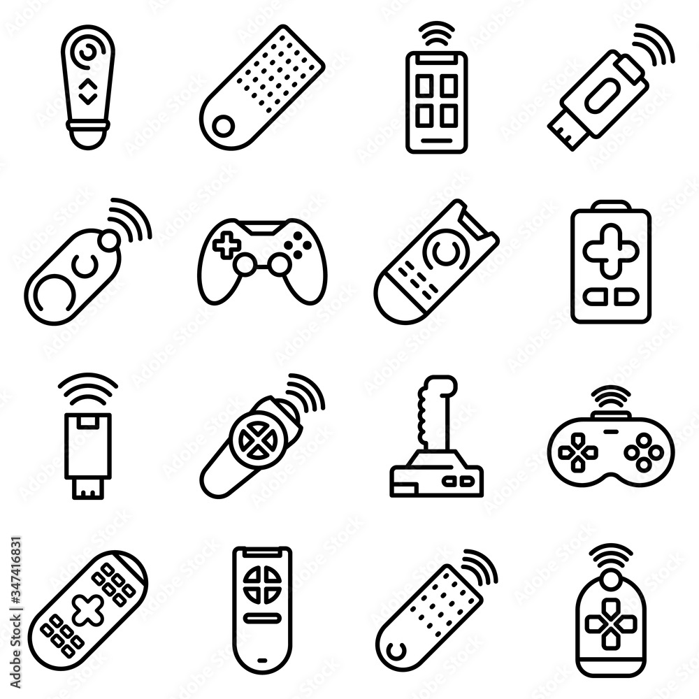 Aufkleber remote control icons set. outline set of remote control vector icons for web design isolated on whit