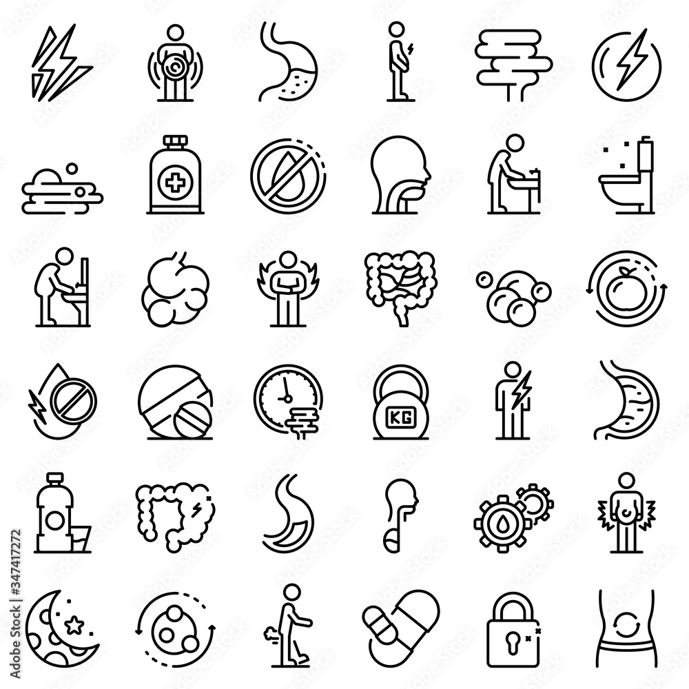 Poster digestion icons set. outline set of digestion vector icons for web design isolated on white backgrou