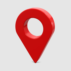 3d illustration of google pin isolated on white background, location symbol icon in 3d shape on blank space - obrazy, fototapety, plakaty