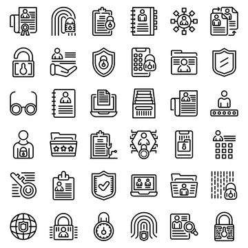 Personal Information Icons Set. Outline Set Of Personal Information Vector Icons For Web Design Isolated On White Background