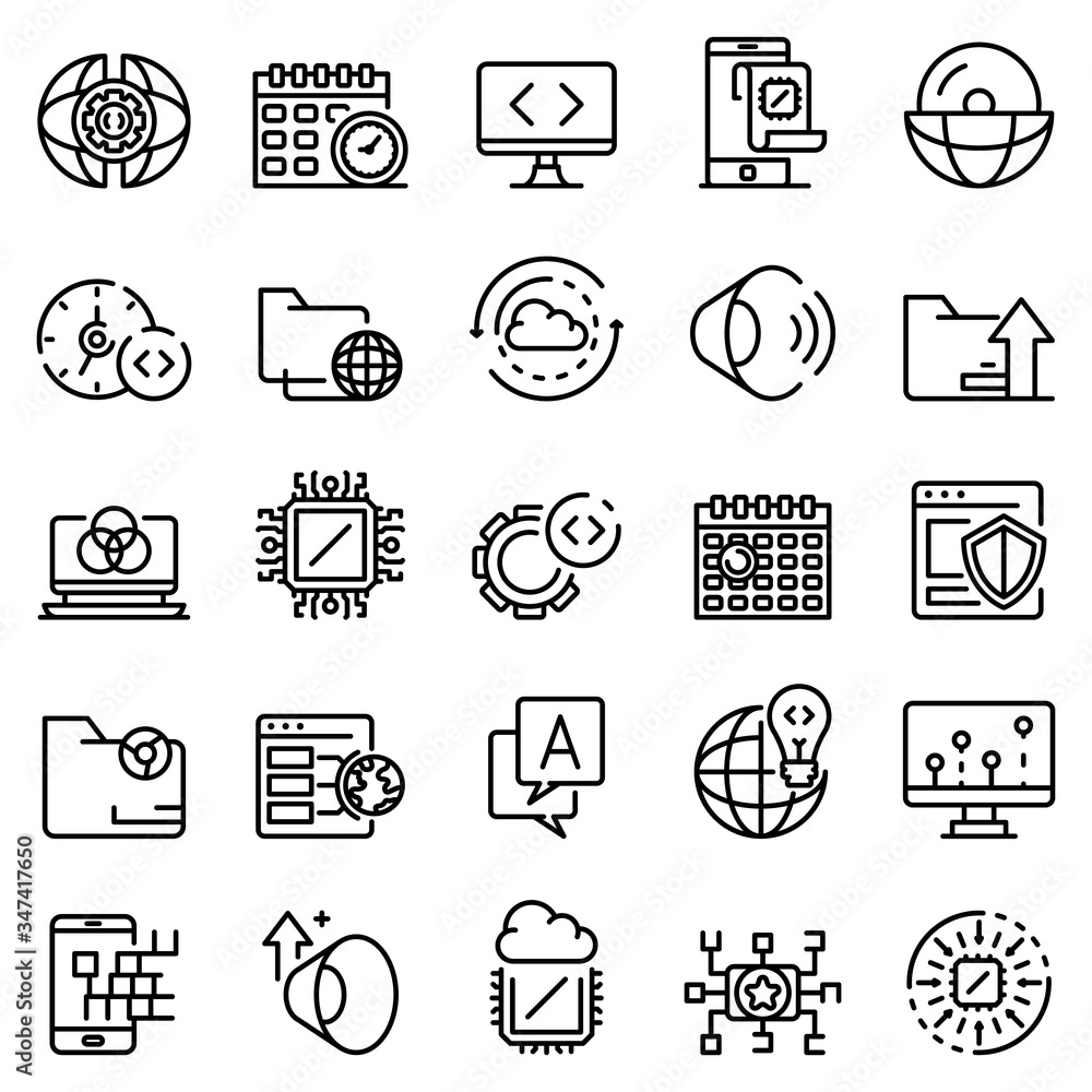 Poster operating system icons set. outline set of operating system vector icons for web design isolated on 