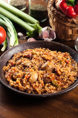 Chicken jambalaya - spicy rice with chicken a nd sausage