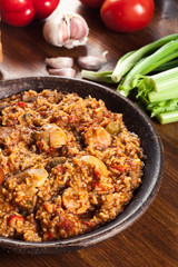 Chicken jambalaya - spicy rice with chicken a nd sausage