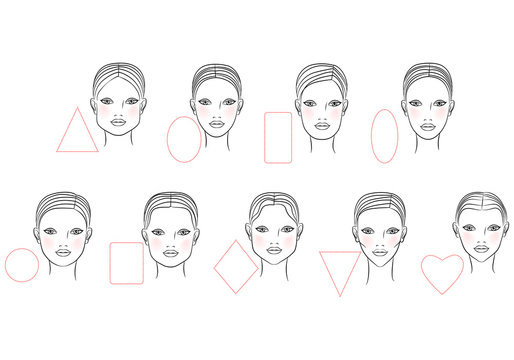 Female  shape of the face. Line art design. Illustration