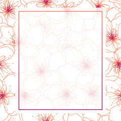 Colorful Line Peach Cherry Blossom Banner Background