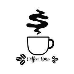 Coffee time.  Cup of Fresh Coffee. Vector Illustration.